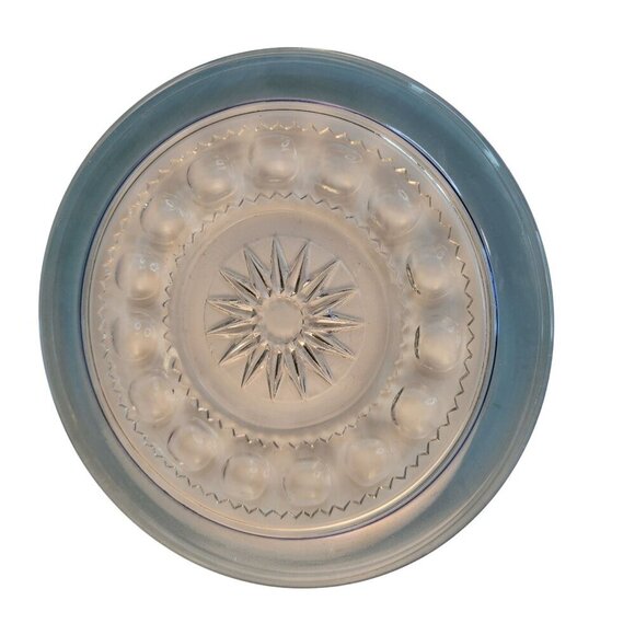 Kings Crown Blue Flashed Thumbprint 7.5" Salad Plates By Tiffin-Franciscan  Set - Picture 2 of 8